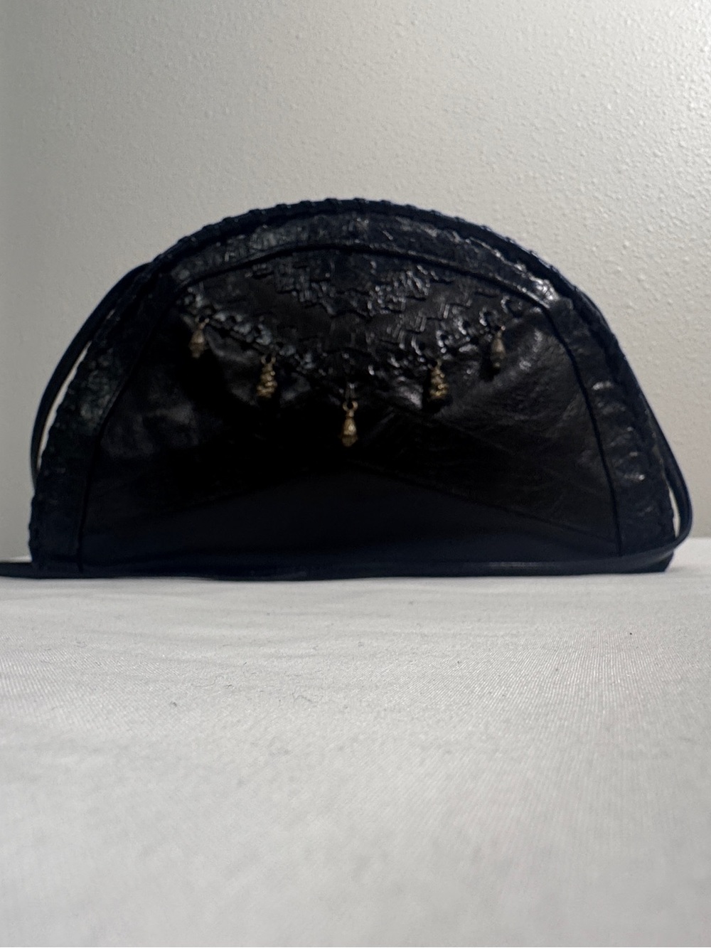 Gorgeous Viva of California 90s Embellished Black Half-Moon Leather Bag Purse